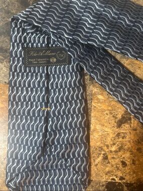 Filo A Mano Navy Textured Silk Tie